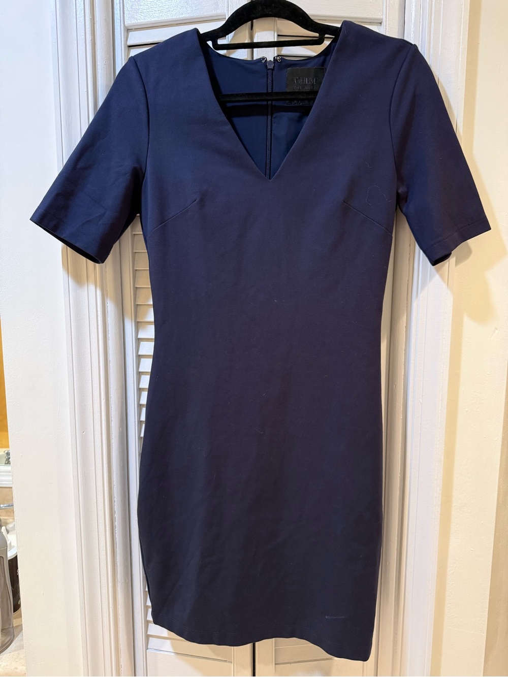 Song White House Black Market Navy V-Neck Mini Dress